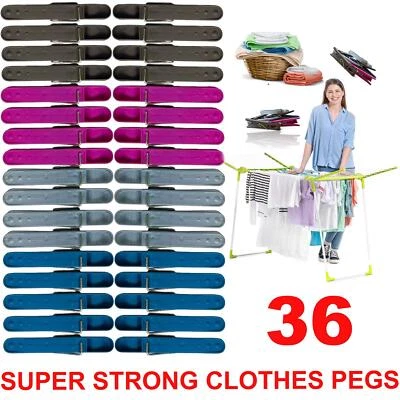 BUYSTARGET 36x Clothes Pegs Line Washing Plastic Strong Laundry Airer Clips Grip Dry Garden