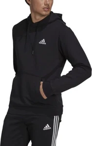 Adidas Men's Essential Fleece Hoodie Feelcozy Sweatshirt Black GV5294 - Picture 1 of 8