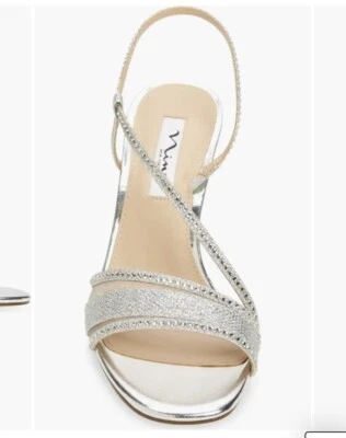 Nueva Sandalia Nina Abbi Slingback Tacón en Platino Suave Talla 10  Foto 1 de 4