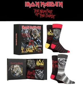 Iron Maiden Gift Boxed Socks Number of the Beast  4 Pairs- Exclusive to SOCKSHOP - Picture 1 of 10