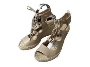 Carmen Saiz Anthropologie Leder Espadrille Keilabsatz Sandalen zum Binden ~ 38. US 7,5- 8 - Bild 1 von 7