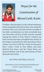 Prayer for  the Canonization of Bl Carlo Acutis, Bilingual, New #PC-111 - Picture 1 of 2