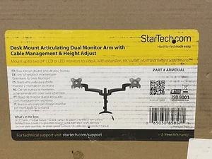 STARTECH.COM DESK MOUNT ARTICULATING DUAL MONITOR ARM HEIGHT CABLE ADJ ARMDUAL - Photo 1/1
