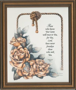 Jan Anderson Framed Psalm 9:10 Biblical Wall Art Bible Verse 9.5x11.25 in - Picture 1 of 2