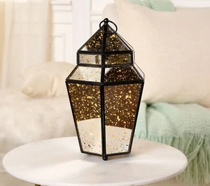 Lanterna in vetro mercurio illuminata 13" di Kim Gravel colore nero - Foto 1 di 3