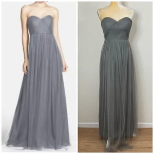 JENNY YOO Annabelle Convertible Tulle Maxi Gown Size 2 Gray Prom Bridesmaid - Picture 1 of 14