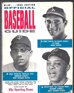 1966 Sporting News Official Baseball Guide (Koufax Mays cover) - Picture 1 of 1
