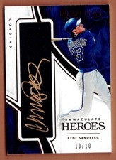 Ryne Sandberg Immaculate Collection Heroes GOLD Ink Auto 10/10 Ebay 1/1 Cubs
