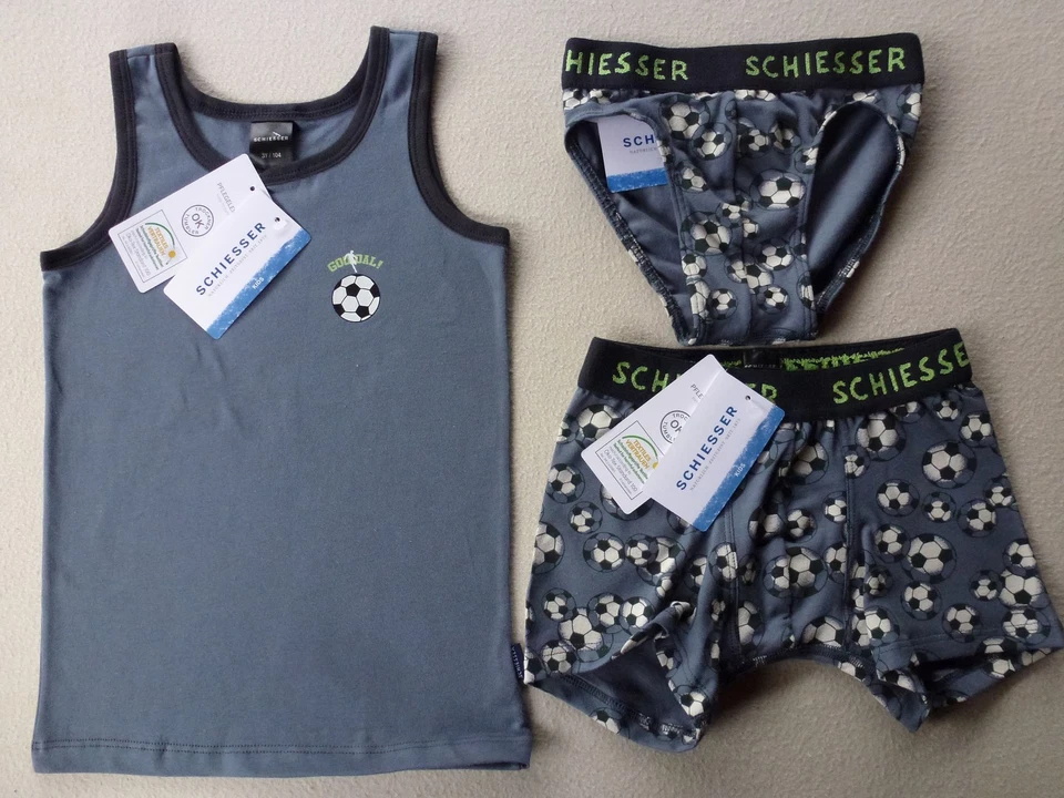 Schiesser Ragazzi Canottiera Slip Pantaloncini Singolo Calcio 104-140 Biancheria - Immagine 1 di 1