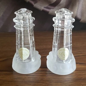 Lenox Lighthouse Salt & Pepper Shakers Full Lead Crystal 4 inches Tall - Picture 1 of 8
