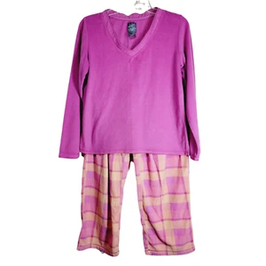 Dream Cafe Small S 2pc Fleece Pajamas Set Pink PJs Soft Lounge Pants Top - Picture 1 of 6