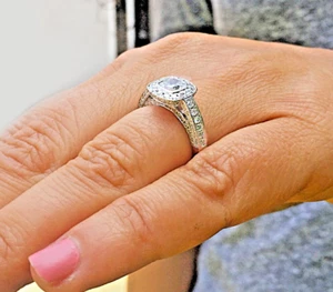 IGI Certified 14k Solid White Gold Cushion Diamond Engagement Ring Bezel 1.70ctw - Picture 1 of 12
