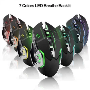Rechargeable X8 Wireless Game Mouse Silent Led Backlit Usb 1800Dpi Optical ECM - Picture 1 of 6
