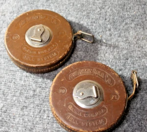 LOT-2 Lufkin LINEN Tape Measure “STERLING” 50’ BELL SYSTEM Leather Case - Picture 1 of 9