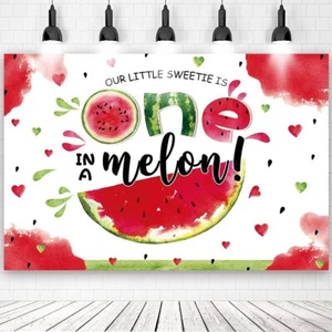 7x5ft One in a Melon Watermelon Backdrop for Kids Girls 1st Birthday Party Ba... - Picture 1 of 7