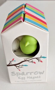 GREEN SPARROW EGG MAGNET - 8 EGG MAGNETS & HOLDER NOTE KEEPERS etc NEST - Picture 1 of 5