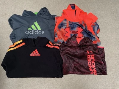 Lote de 4 sudaderas con capucha para niños Adidas y Under Armour L y XL Foto 1 de 4