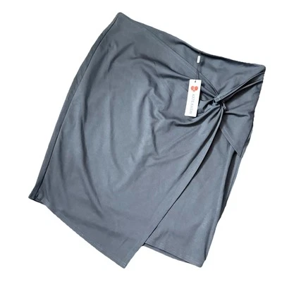 Kate Kasin Women's Plus Size 3X Gray Faux Wrap Knot Pencil Skirt Midi Length-NWT - Image 1 of 4