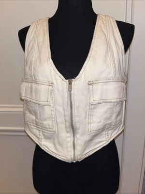 Chaleco vaquero con cremallera y bolsillos Madden NYC para mujer, grande Foto 1 de 4