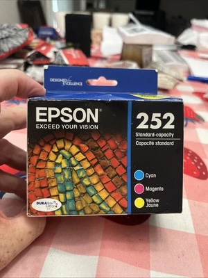 Genuine Epson 252 Tri-color Cyan Magenta Yellow Combo Ink Cartridge Exp 2025 - Image 1 of 4