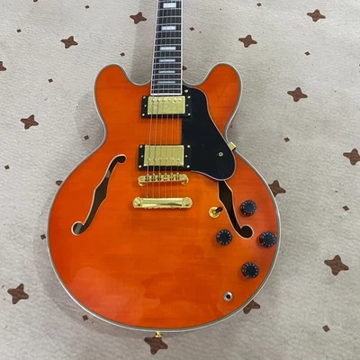 Orange ES 335 electric guitar gold pickup 22 fret semi hollow body ship from US - Image 1 of 4