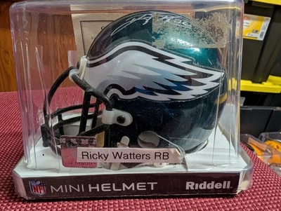 Mini casco firmado autografiado de Philadelphia Eagles certificado de autenticidad Ricky Watters Foto 1 de 3