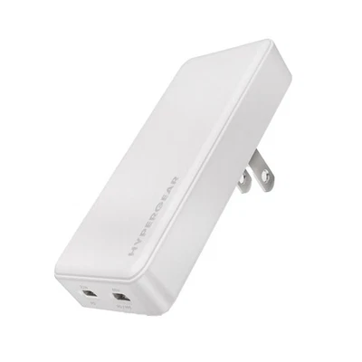 HyperGear® SpeedBoost 65-Watt Dual-USB-C® Slim GaN Laptop Charger, White - Image 1 of 4