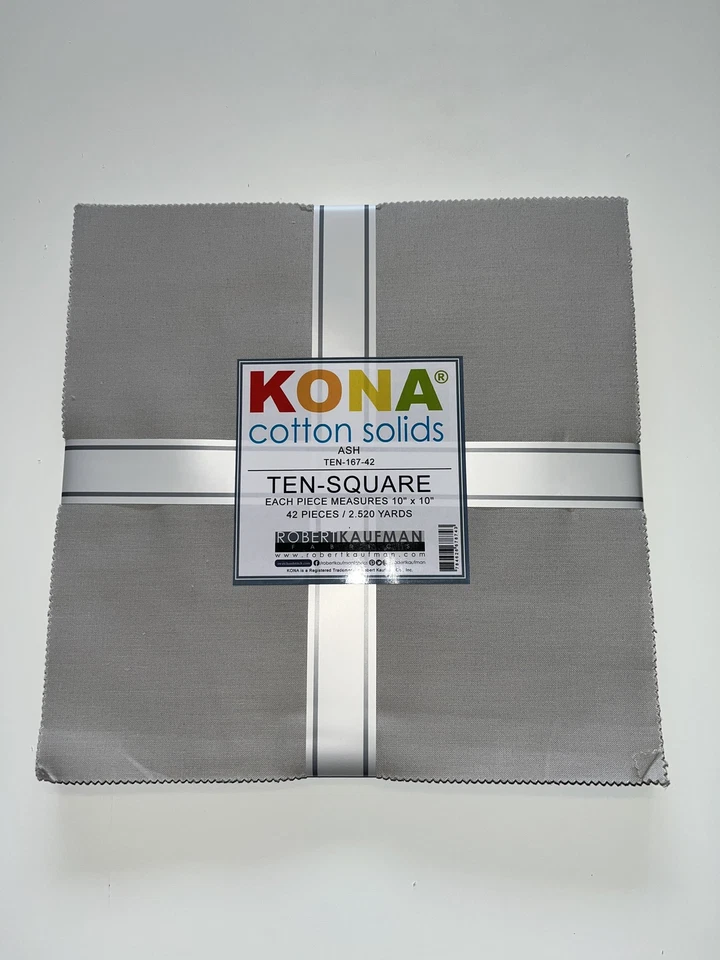 Robert Kaufman Kona Cotton Solid - ASH Colorway - (42) 10" Fabric Squares - Image 1 of 1