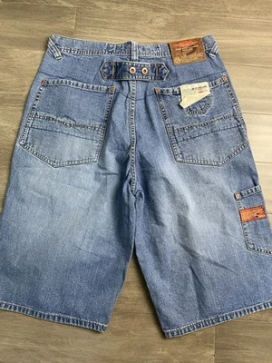 Vintage Embroidered Pepe Jeans London Mens Blue Denim Jean Shorts Size 34 - Image 1 of 4
