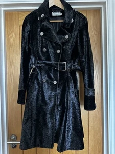 Karen Millen Black Leopard Pony Coat Uk 12 - Picture 1 of 9