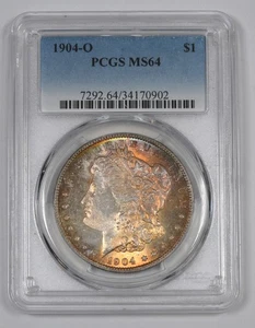 1904-O Morgan Silber Dollar 1 $ PCGS MS64 New Orleans Mint TONING - Bild 1 von 2