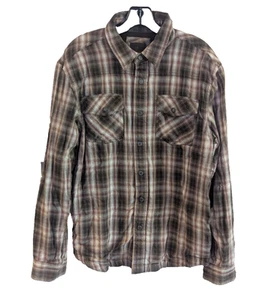PRANA Asylum Flannel Shirt Mens Medium Thermal Lined Shacket Snap Button Plaid - Picture 1 of 7