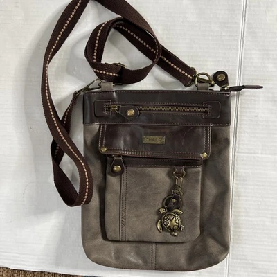 New Chala GEMINI Messenger Crossbody Bag Pleather Stone  Brown Turtle 11x 10” - Image 1 of 4