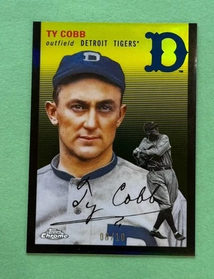 TY COBB 2023 TOPPS CROMO PLATINO NEGRO REFRACTOR/10 DETROIT TIGERS HOF Foto 1 de 2