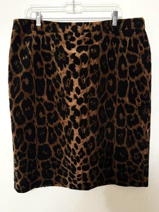 Gonna Talbots donna 16 marrone nero leopardato stampa animalier foderata a matita sfiato posteriore - Foto 1 di 10