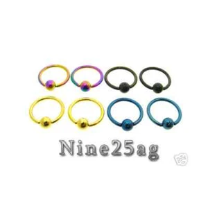 4 PAIRS OF 16G 3/8" INCH CBR BLACKLINE RINGS BODY JEWELRY NIPPLE EARRINGS - Picture 1 of 1