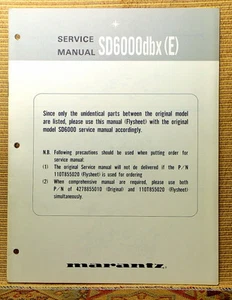 Marantz Service Manual Flysheet SD6000dbx (E) Mint - Picture 1 of 1