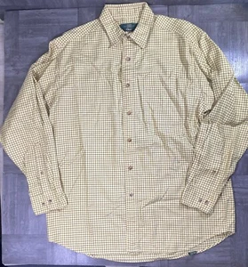 Vintage Orvis Herren Button Down Hemd Langarm gelb kariert Größe L Outdoor - Bild 1 von 8