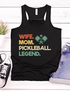 Women's pickleball Racerback Tank. Quality, cute, trendy black pickleball tank - Picture 1 of 4