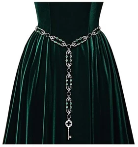 Women Renaissance Green Bead Belt Viking Witch Belt Waist Metal Chain Belt fo... - Picture 1 of 8