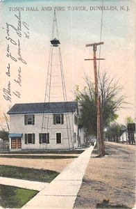 1910 Town Hall & Fire Tower Dunnellen NJ post card - Picture 1 of 2