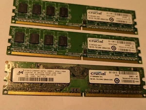 2x 1GB Crucial CT12864AA800.M8FE 240-PIN DIMM 128Mx64 DDR2 desktop memory RAM - Picture 1 of 3
