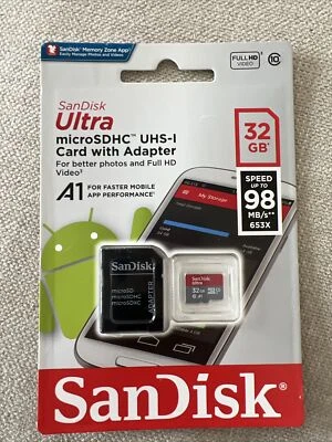 SanDisk SDSQUAR-032G-GN6MA Ultra Micro SDHC Class 10 32GB Memory Card NEW - Image 1 of 2