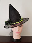 Kids Halloween Lace Witch Hat with a Veil, Flowers and Spiders