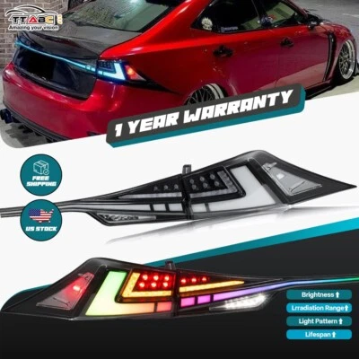 RGB Color LED Tail Lights For Lexus IS250 300h 350 F 2013-2020 Clear Lens Rears - Image 1 of 4