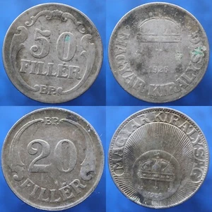 20 y 50 monedas de circulación estándar 1926 - Hungría KM#508 y 509 - #R634 - Imagen 1 de 6