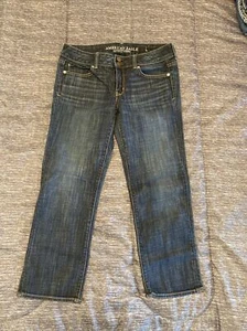 American Eagle Damen Jeans Künstler kurz Stretch Denim Hose Unterteil blau Größe 8 - Bild 1 von 6