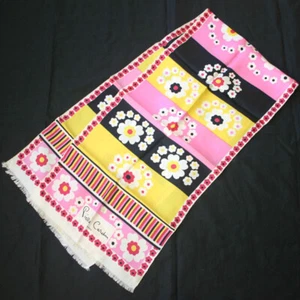 Vintage PIERRE CARDIN Floral Stripe Silk Oblong Scarf  - Picture 1 of 4