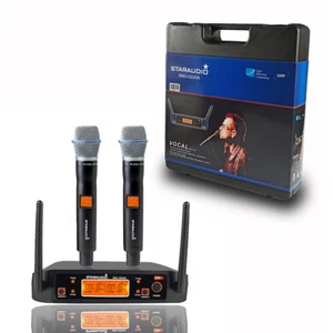 Dual Channel Wireless Microphone System  UHF Handheld Mic Cordless Receive Club - Picture 1 of 12