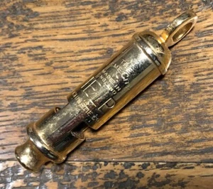 Vintage The Acme City 'HELP' Whistle - Roy Christie Co -Gold Coloured 66mm - Picture 1 of 3